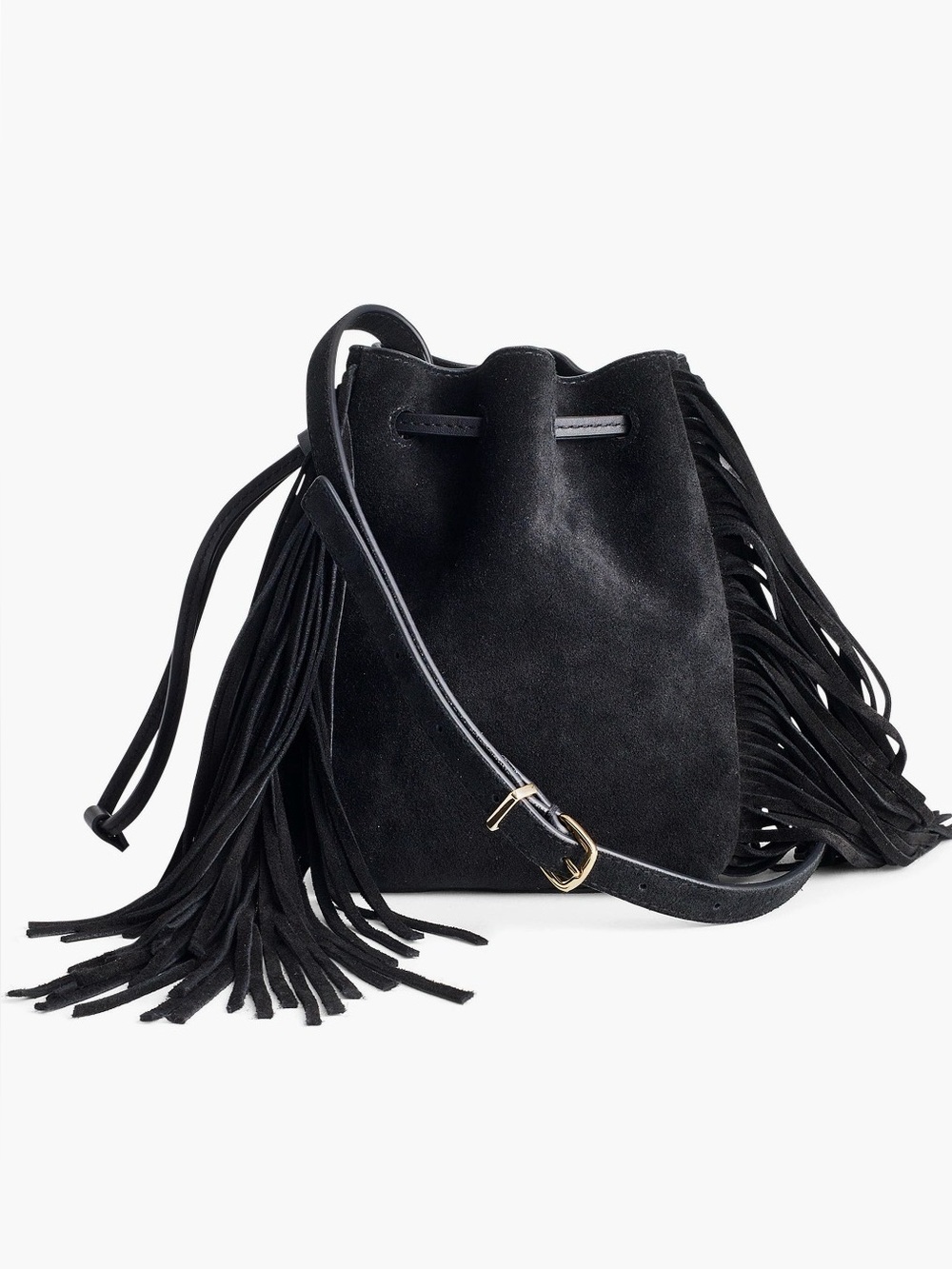 NWOT MADEWELL Drawstring Leather
Suede Crossbody Bucket Bag Black - Picture 1 of 6